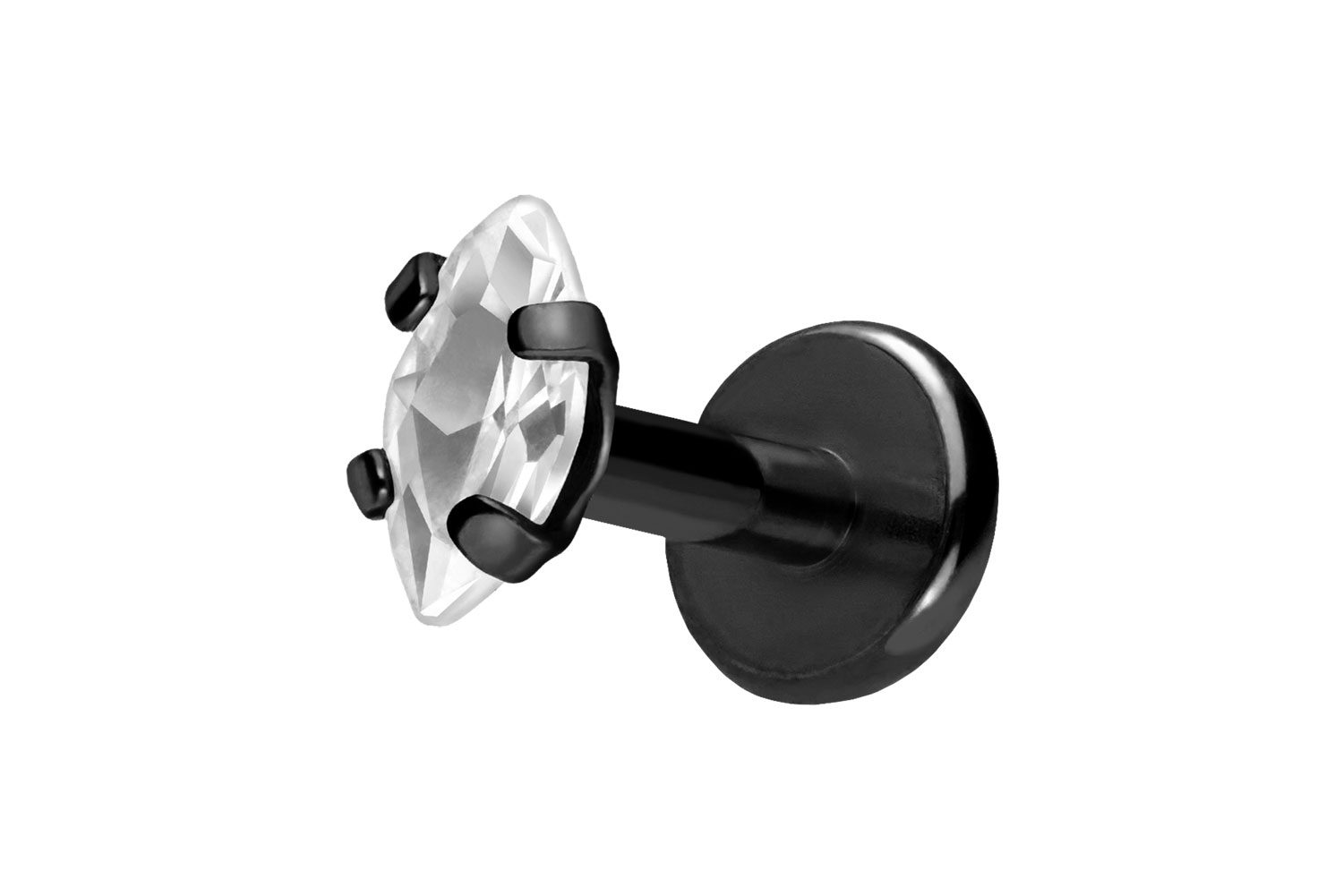 Titan Labret Piercing mit Push Fit EINGEFASSTER KRISTALLTROPFEN